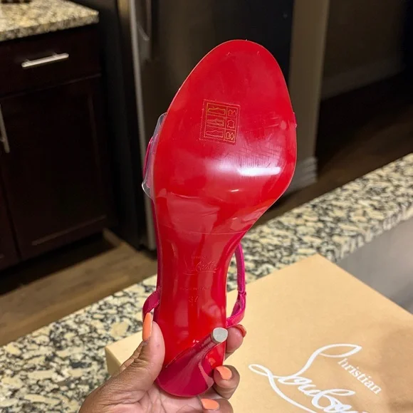 Christian Louboutin Vibrant Pink Strappy Heels - Picture 2 of 5